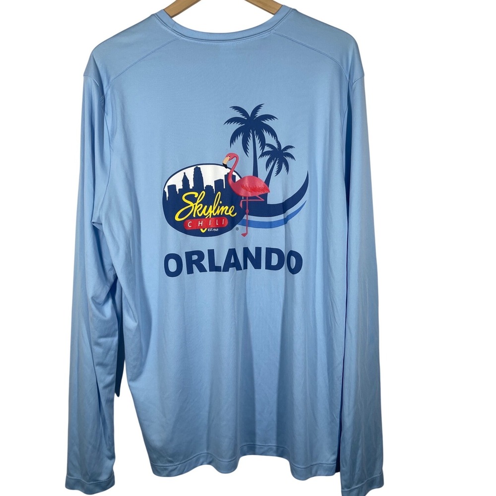 Sport-Tek Skyline Chili Orlando Flamingo Sun Shirt Mens Large Blue UPF 50 L/S